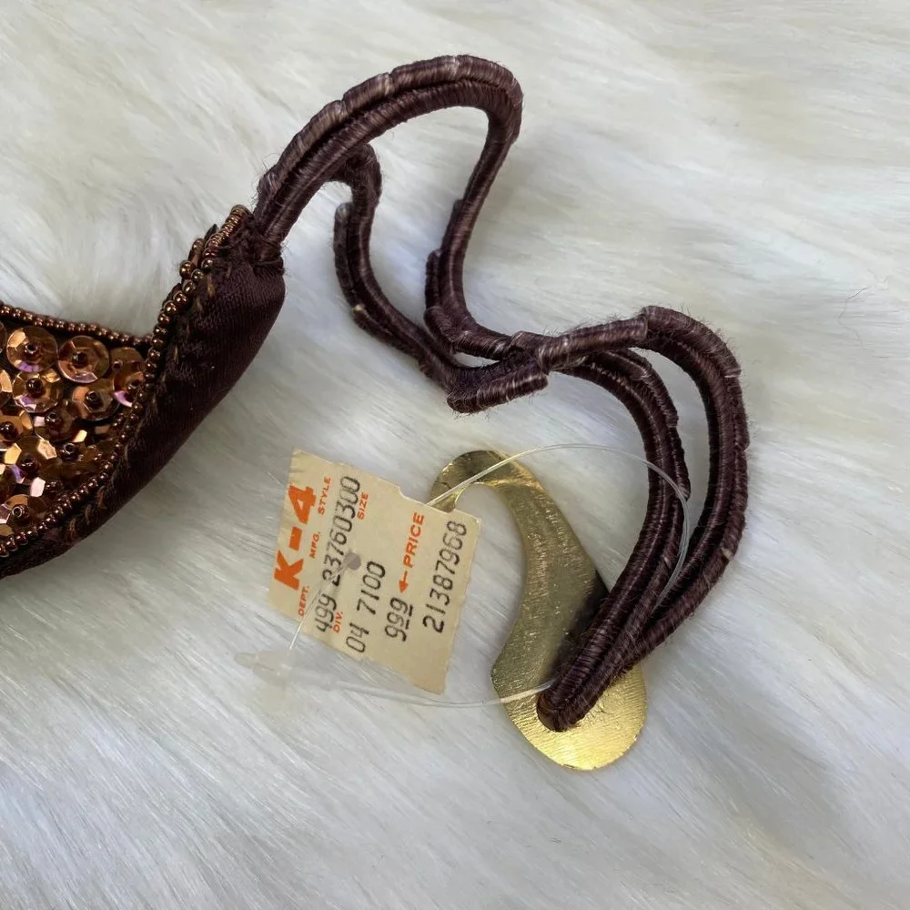 Vintage Brown & Bronze Sequin Belt - Has Original Tags - Straps Broken - Picture 9 of 12